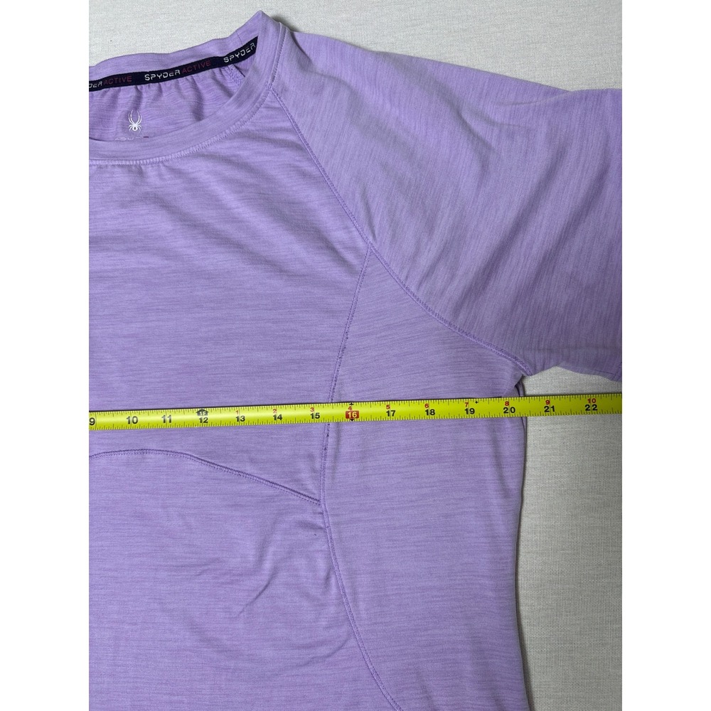 Spyder Active Womens XL Purple Heathered Short Sleeve Performance T-Shirt Pocket - Picture 4 of 6
